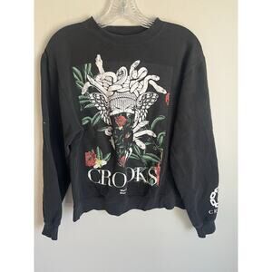 Crooks & Castles small Black Sweatshirt Medusa Floral Snakes